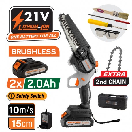 NAKAYAMA EC1100 Κλαδευτικό Αλυσοπρίονο Μπαταρίας 21V,Brushless,Λάμα 15cm,1kg